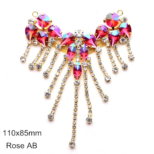 Rose AB 1 шт./лот, 110 мм, цветные стразы, аппликация с золотым основанием, стразы, блестящие стразы, свадебное платье, B3870 - Цвет: Rose AB