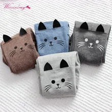 WEIXINBUY/Детские эластичные теплые леггинсы с милым принтом кота узкие штаны для маленьких девочек