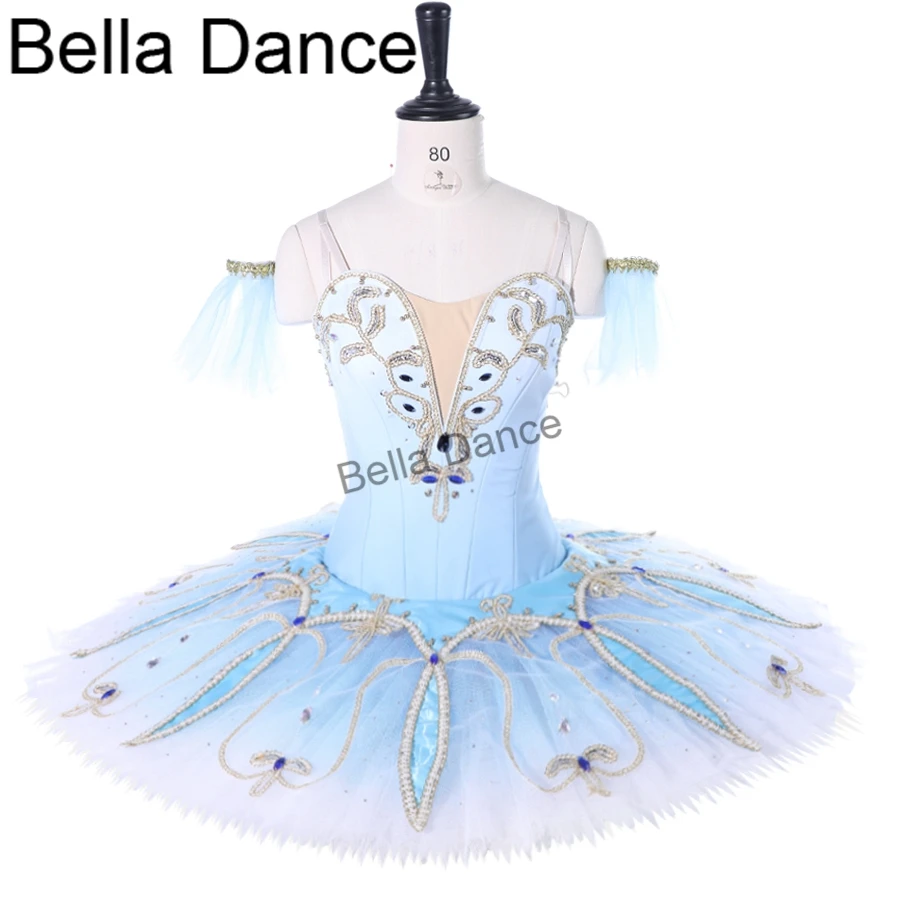 Child custumized light blue bird ballet dance dress pancake professional classical tutu BT9262