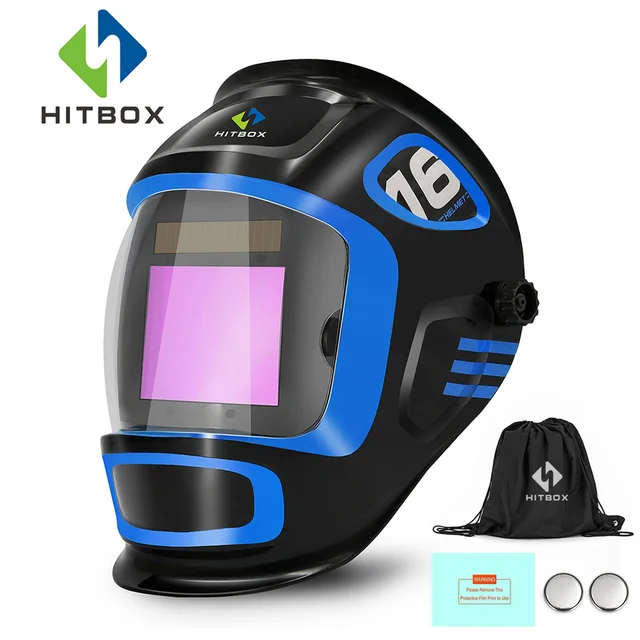 HITBOX Welding Helmet Solar Powered Auto Darkening Hood with Adjustable Wide Shade Range 4//9-13 for Mig Tig Arc Welder Mask Shield Silver