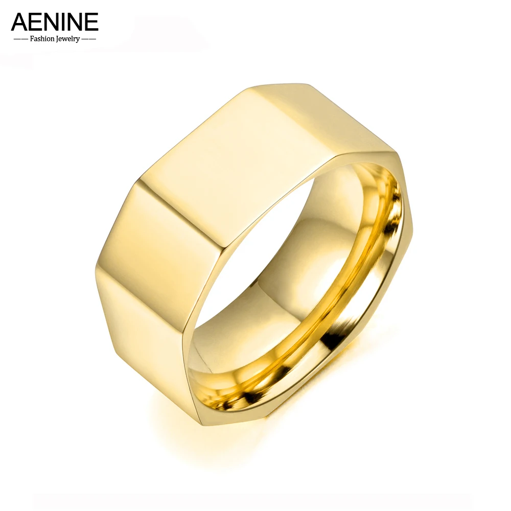 AENINE Hyperbole Style Stainless Steel Screw Nut Ring Rose Gold Color Bohemia Party Rings
