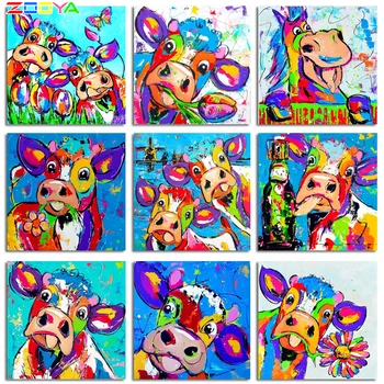 

ZOOYA Full Round Diamond 5D DIY Diamond Painting Cows Embroidery Cross Stitch Rhinestone Mosaic Painting Home Decor Gift R2478