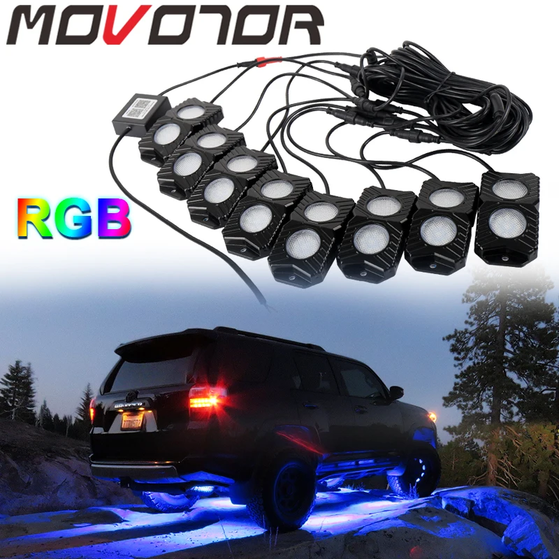 

8 Pods/Set RGB LED Rock Lights Bluetooth Control Multicolor Neon LED Light Kit for Jeep Truck Car ATV SUV Vehicle Boat