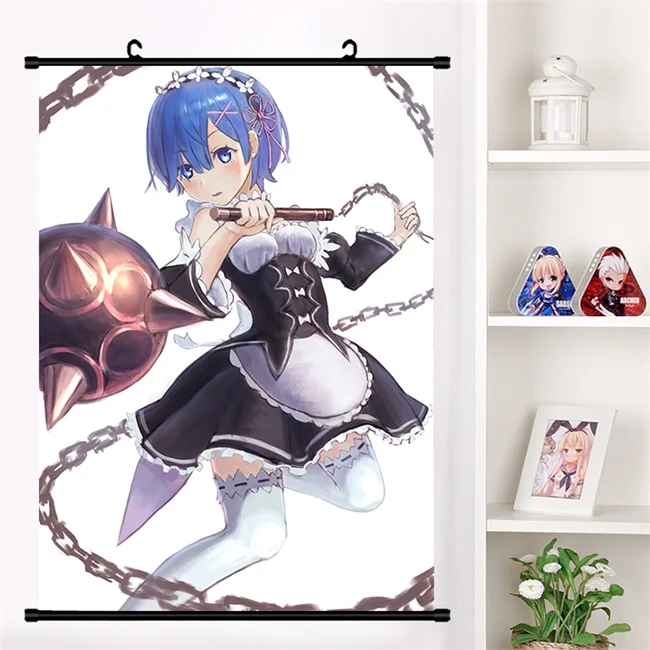 Аниме Re: zero kara hajimeru isekai seikatsu Rem Ram настенная прокрутка настенный плакат коллекция домашнего декора арт-подарки - Цвет: P