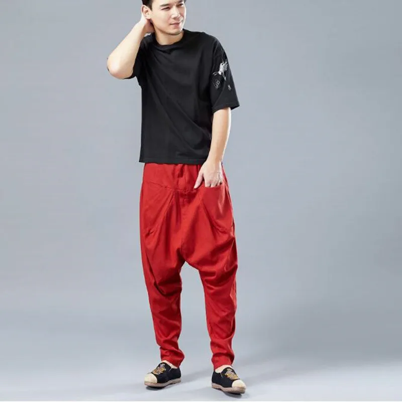 Casual Linen Pants Male Clothing High Quality Linen Men Baggy Harem