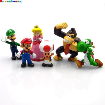 

6 PCS/Lot Super Mario 4-7 CM Bros Mario Yoshi Luigi PVC Action Figure Collectible Model Toys for kids