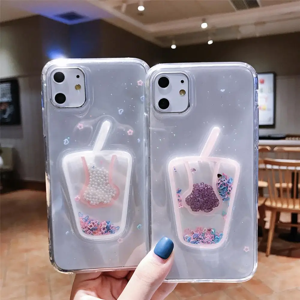 Милый противоударный чехол для телефона iPhone 11 Pro Max XR X Xs блестящий с чашкой