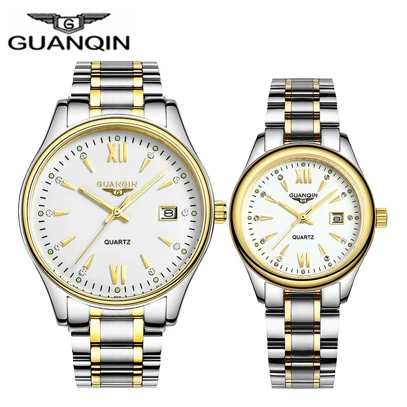 

GUANQIN 2020 Women Watches Waterproof Quartz Wristwatch Couples watch Rhinestone Luxury Brand Gift for Women/Men Valentine's day
