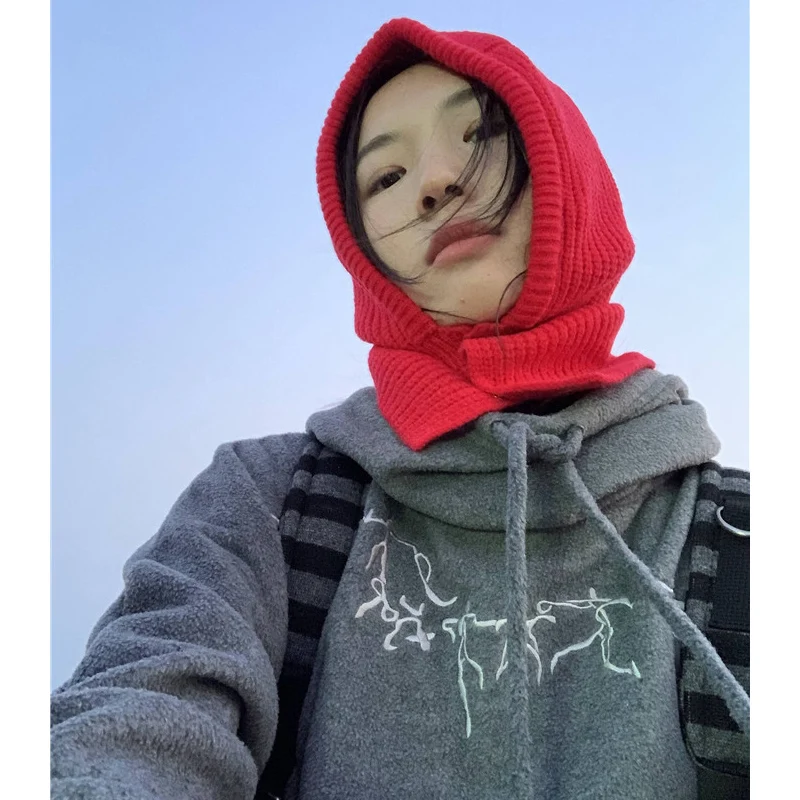 Winter Skullies Mützen Hut Knöpfe Lätzchen Männer Warme Winddichte Kappe Frauen Wolle Schal Kappen Balaclava Maske Gorras Motorhaube Gestrickte Hüte