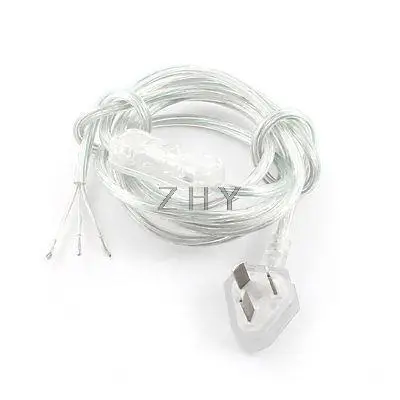 Разъем АС 3Pin AC 125V 2A кнопка включения-выключения SPST кабель питания встроенный переключатель 1,8 м прозрачный