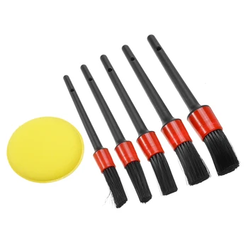 

6pcs/set Car Detailing Brush Auto Interior Brush Wheel Cleaning Tool Automotive Detail Brushes Air Vent Emblem Sponge Brush