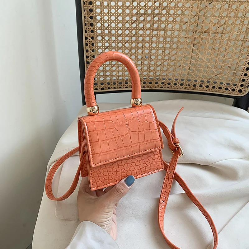 

Stone Pattern PU Leather Crossbody Bags For Women Top Handle Design Shoulder Messenger Bag Lady Mini Tote Lipstick Handbags NEW