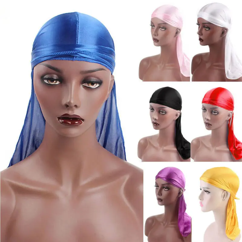 

More Color Unisex Men Women Bandana Durag Headwear Soft Silk Pirate Cap Wrap 2019 New