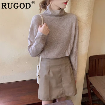 

RUGOD Elegant knit women sweater Korean chic solid turtleneck sweater female 2019 auturm winter warm long sleeve women clothes