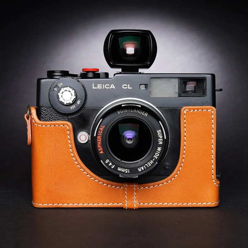 Per Leica Cl Borsa In Vera Pelle Di Vacchetta Corpo Mezza Custodia In Vera Pelle