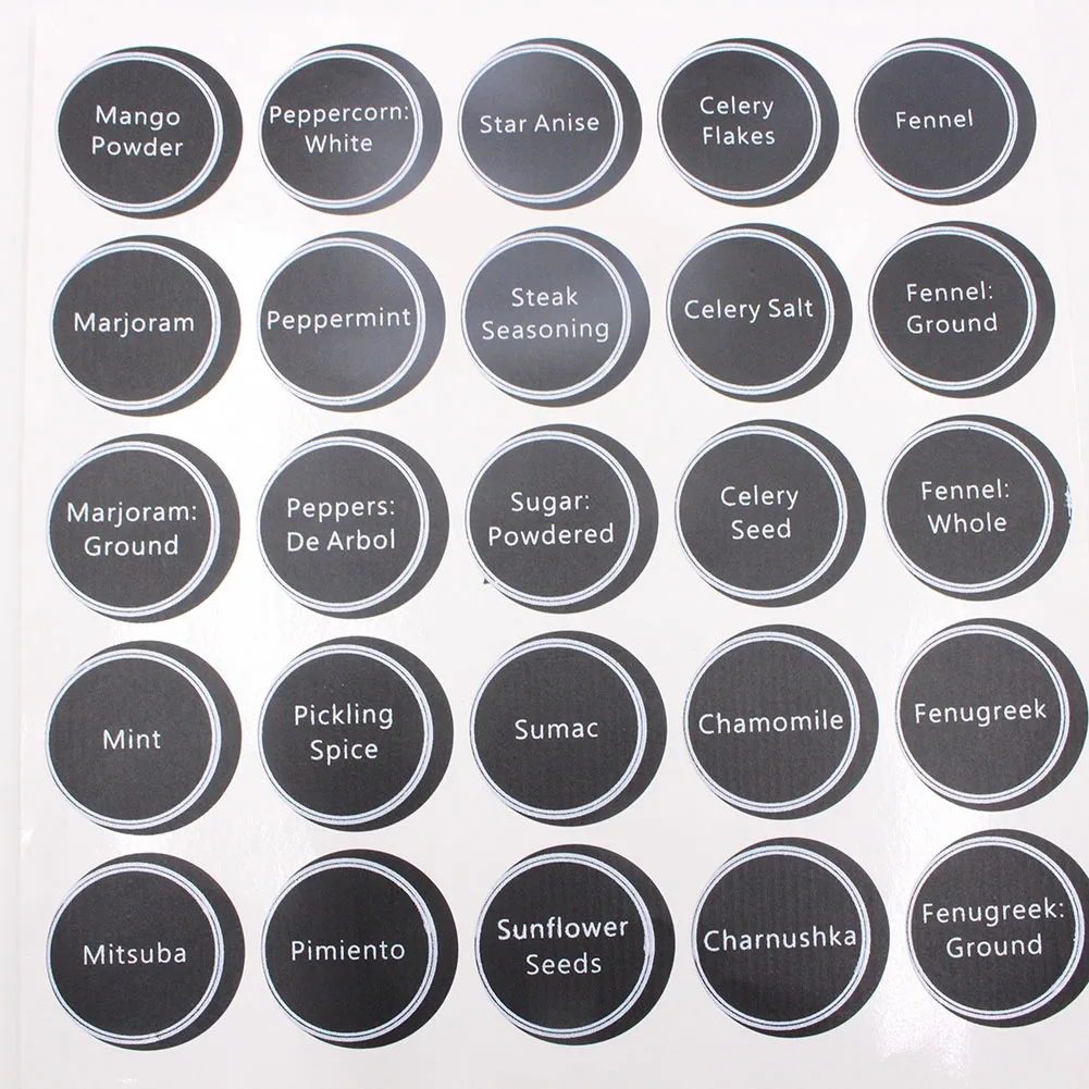 aeProduct.getSubject() 13pcs Waterproof Jar Stickers Round Bottle Tags Spice Labels Pantry Printed Decor Home Accessories PVC Adhesive Kitchen
