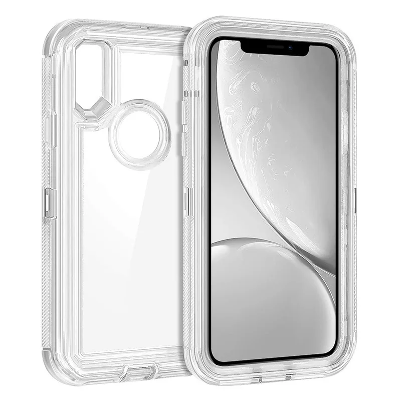 В настоящее время iPhone XR Прозрачный чехол для телефона тройная защита три в одном ТПУ+ PC ударопрочный защитный чехол A