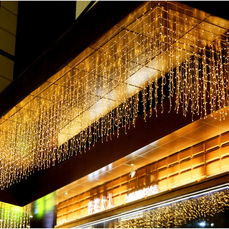 

DCOO 4*0.6M Curtain Icicle String Lights 96Led 8Modes Droop Waterproof Christmas Lights Outdoor Decoration Party Garden Stage