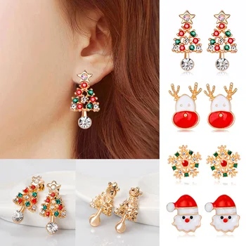 

Christmas Santa Claus Snowman Earring Pendant Merry Christmas Decorations For Home 2020 Ornaments Christmas Gifts New Year 2021