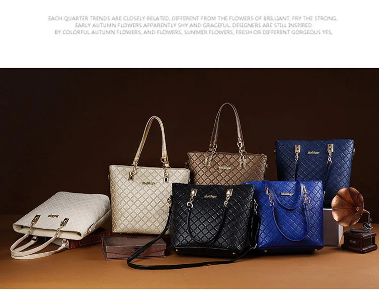 Новая брендовая роскошная женская 6 шт./партия Сумочка, набор композитных сумок, Женская клетчатая сумка через плечо, женский кошелек, клатч, кошелек