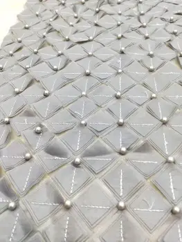 

embroiderd lace fabric Sat-38.8802 with sequins beautiful Nigerian sequins lace fabric for party dress