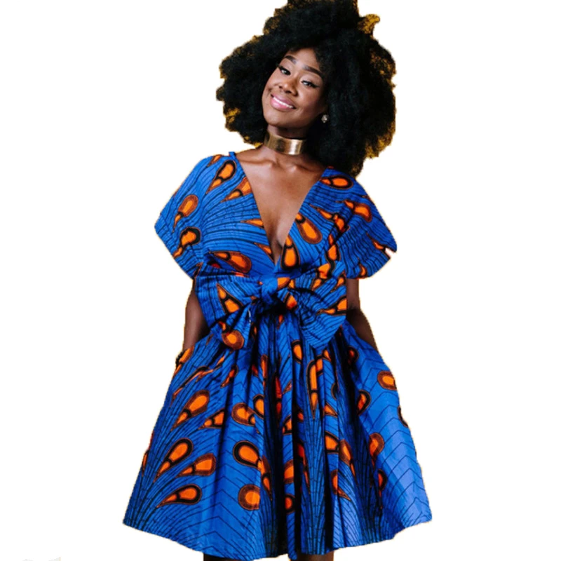 Африканские платья для женщин, летнее платье без бретелек, африканская одежда с цветочным принтом, вечерние платья в африканском стиле