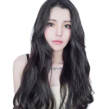 Накладные волосы, длинные вьющиеся, парик на клипсах для женщин, волосы для косплея, черные, большое плетение, MH88