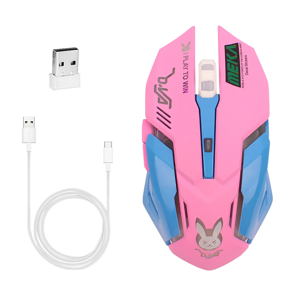 Rechargeable Wireless Gaming Mouse 2.4G LED Optical Silent Wireless Computer Mouse 3 Adjustable DPI Ergonomic Auto Sleeping