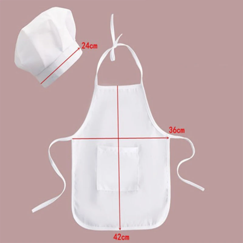 Cute Kids Chef Apron Hat Set Costumes Cotton Blended Chef Baby White Cook Costume Photos Photography Prop Little Chef Hat Apron