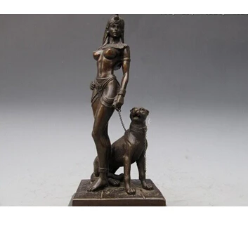 Медь латунь китайские ремесла Декор Азиатский voge joya 11 egipto desnuda reina Cleopatra y del gato grande