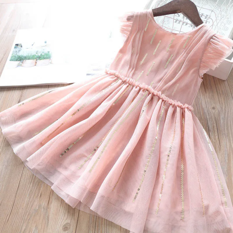 Весеннее платье с блестками для маленьких девочек