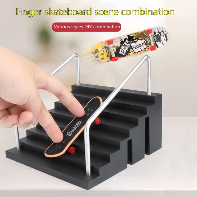 Fingerboard Rail Park Stair Kit Stairs Mini Skateboards for Kids Skateboard Training Mini Board Game 3
