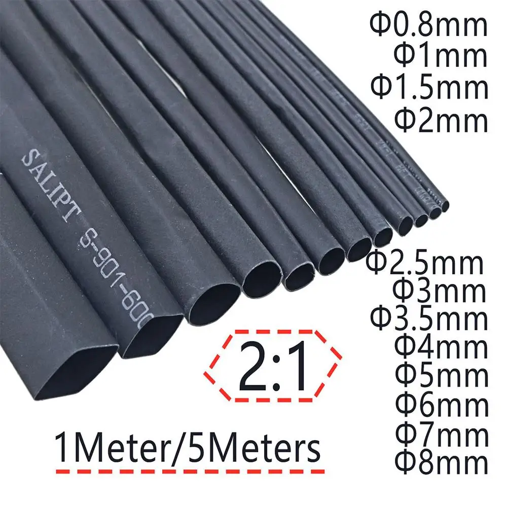 2m Heat-shrinkable tubing 20mm to 200mm Lay Flat Width Choose Colour Size:50 mm Colour:Black