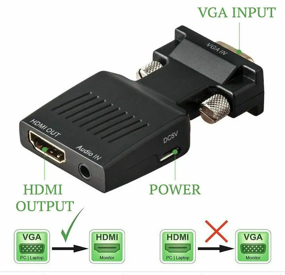 VGA к HDMI адаптер высокой четкости кабель Поддержка аудио видео синхронизации