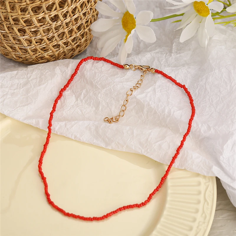 2021 New Lovely Daisy Flower Colorful Beads Pearl Clavicle Choker Necklace for Women Girls Spring Summer Jewelry Wholesale 