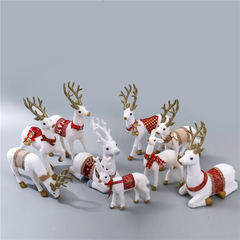 

1Pcs Christmas Resin Reindeer Decorative Holiday Figurines Statue Ornament Home Office Tabletop Decorations Kids Gift
