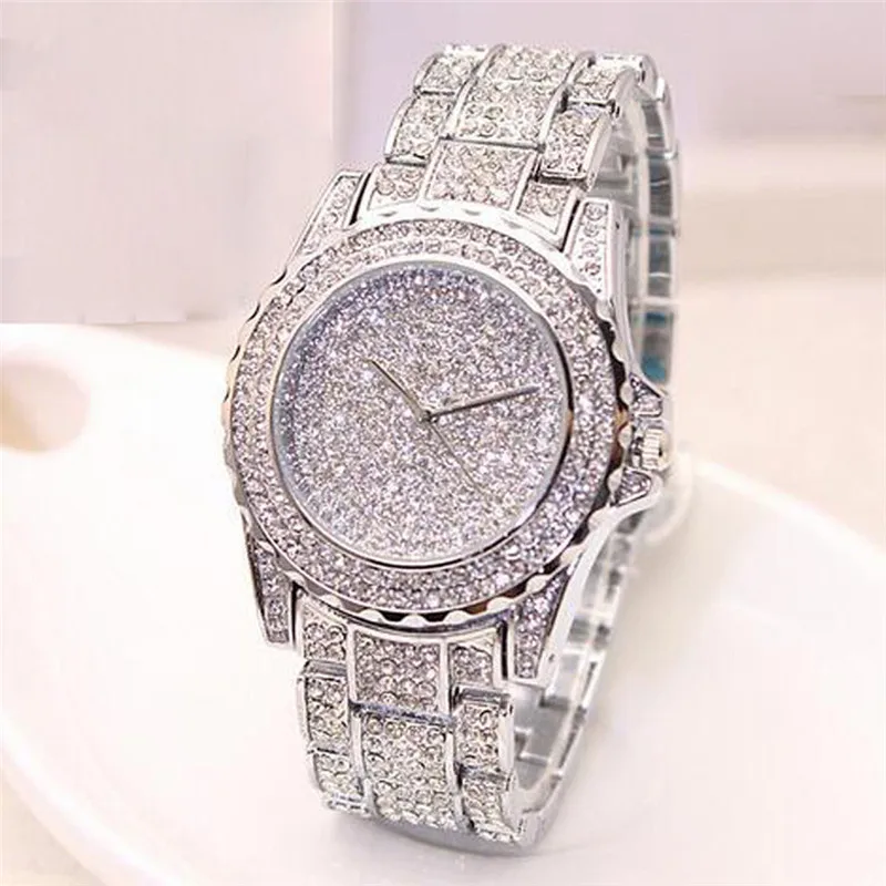 Women Fashion Luxury Diamonds Analog Quartz Vogue Watch Rhinestone Bracelet Lady Dress Crystal Wrist Watches Relogio Feminino 24 | Наручные