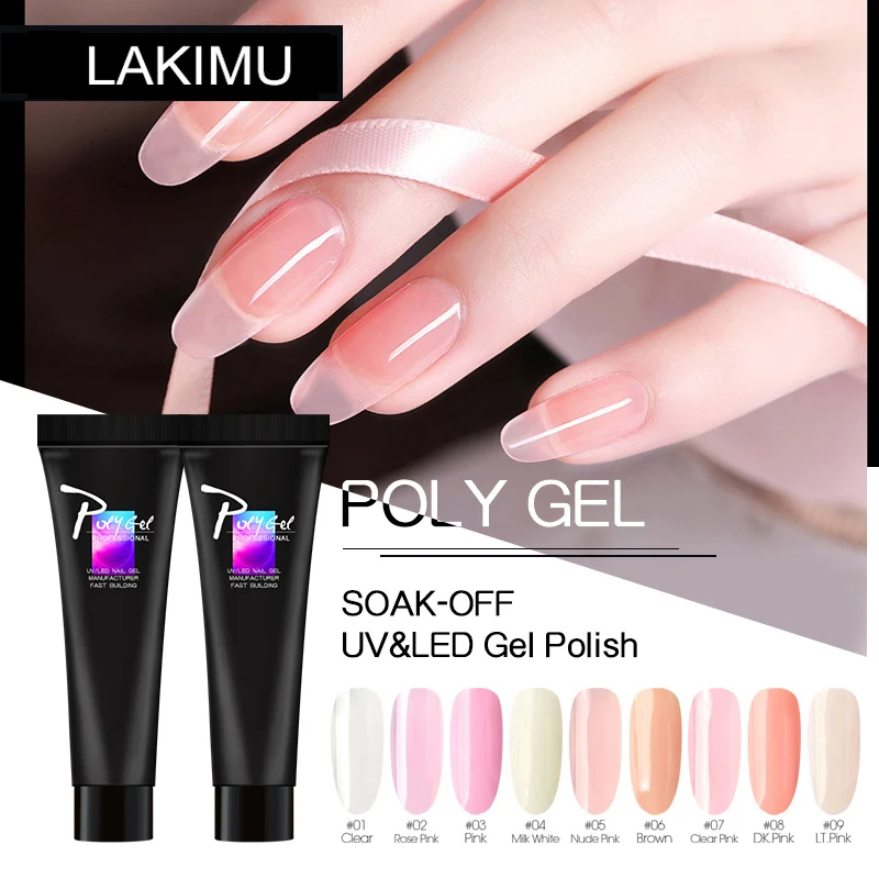

LAKIMU Poly Gel Crystal Polygel Builder Poly Gel Kit Fast Dry Nail Art Design Nail Extension Natural Hard Jelly Acrylic Gel Nail