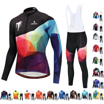 

New cycling jersey Spring Autumn pro team men long sleeve clothing ropa ciclismo cycling wear bib pants MTB racing Motocross kit