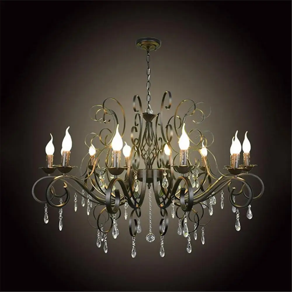 Большая и роскошная черная промышленная люстра из кованого железа E14 свечные светильники винтажные
