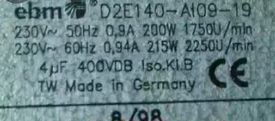 

D2 E140-AI09-19 230V200W/215W Original authentic German ebmpapst centrifugal fan