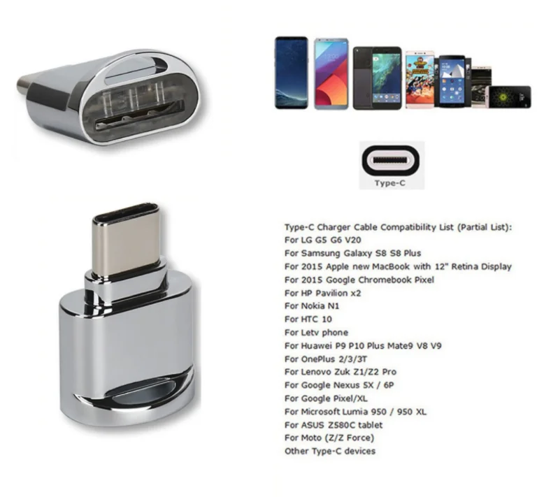 1 шт. Портативный USB 3,1 type C кард-ридер USB-C TF Micro SD адаптер типа OTG-C кард-ридер для samsung Macbook huawei LeTV