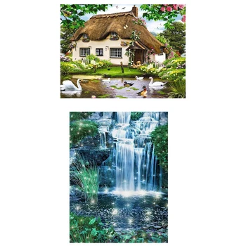 

Landscape Diamond Embroidery Icon Scenic Full Square Diamond Scenery Rhinestones & Full Square Drill Waterfall