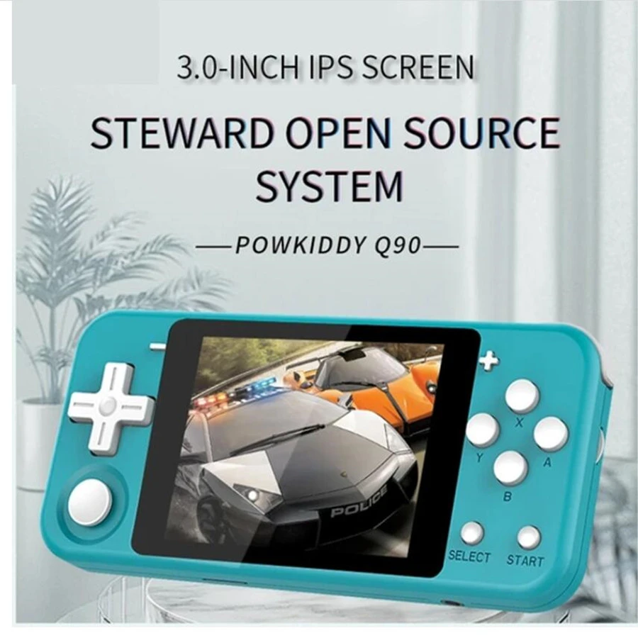 POWKIDDY Q90 3 Inch Mini Handheld Game Player Open System Retro Video Game Console PS1 FC 64G 5000 Games Consoles Gaming Box