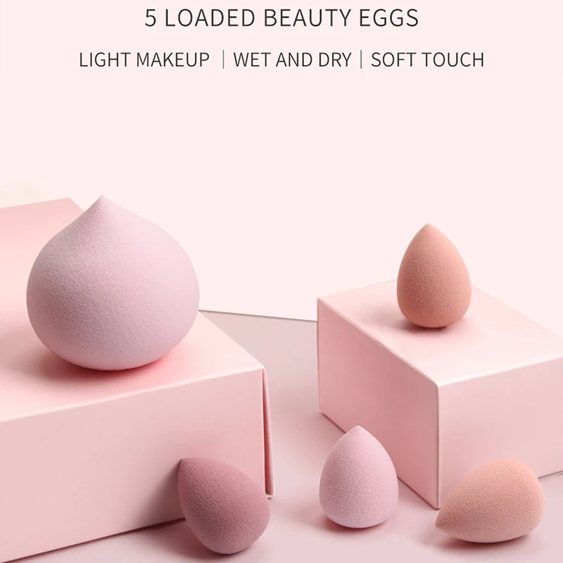5PCS Makeup Egg Colorful Wet and Dry Sponge Puff Water Cushion Cosmestic Sponge Tool Portable Soft Foundation Sponge Gift_voghion.com
