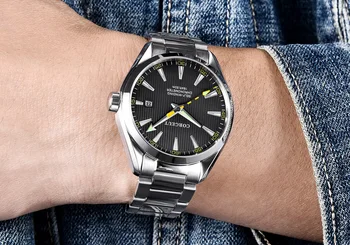 

CORGEUT Sapphire Crystal 41mm Black Dial With Date Window Stainless Steel Bracelet Automatic Men's Watch Bracelet Clasp