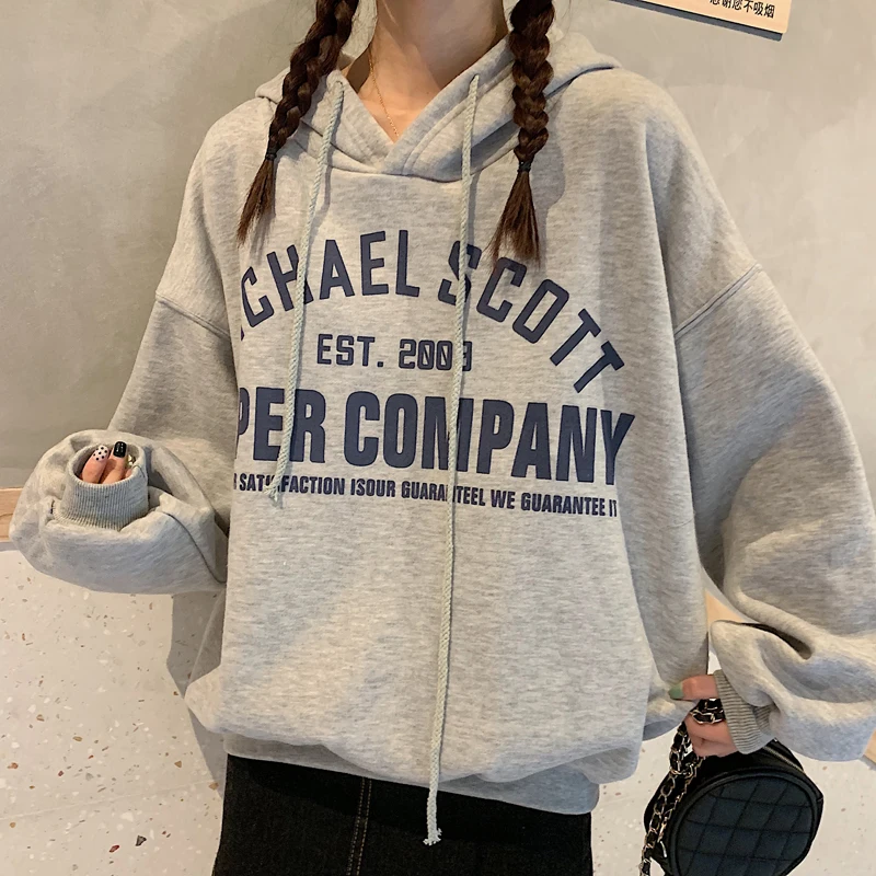 

Oversized Women 2020 Autumn Winter Hoody Hoodie Sweatshirt Letter Lady Pullover Harajuku Loose Wild Long Sleeve Clothes