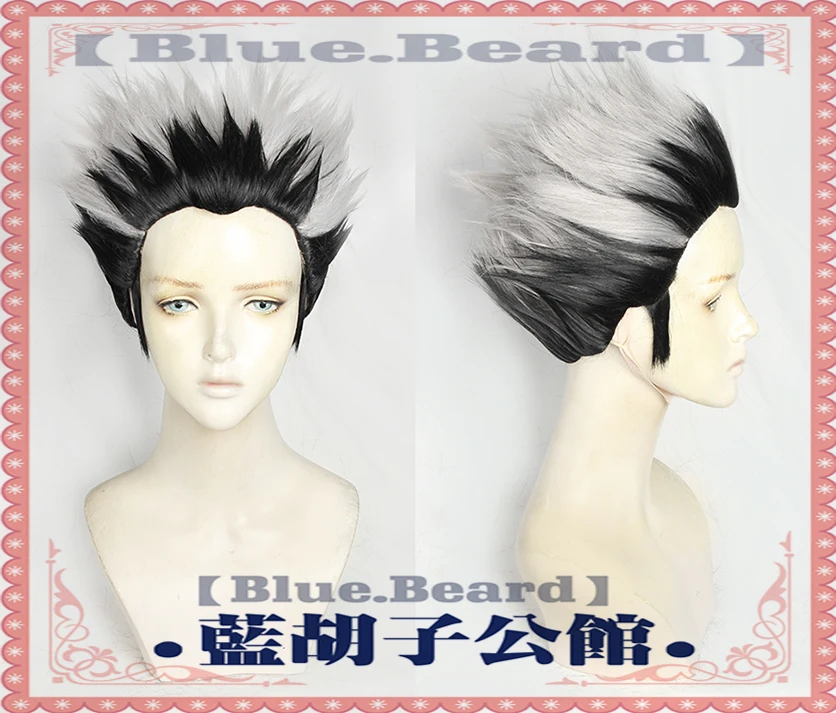 Haikyuu!! Kotaru Bokuto Silver Mixed Black Short Fluffy Cosplay Wigs Heat Resistant Synthetic Hair Anime Wig + Free Hairnet police woman costume Cosplay Costumes