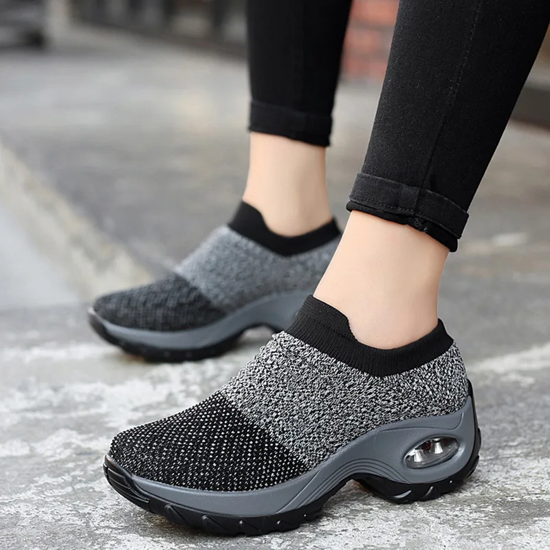 

Women Shoes Knitting Sock Sneakers Plus Size42 Fashion Women Vulcanize Shoes Female Air Mesh Sneakers Flat Casual Tenis Feminino