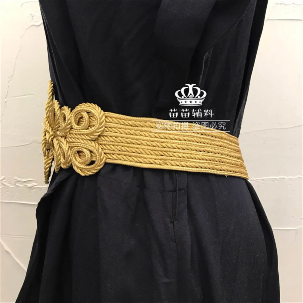 1 piece Handmade lace hand-woven ribbon golden belt, military uniforms, dresses, dance clothes, decorative buckles,